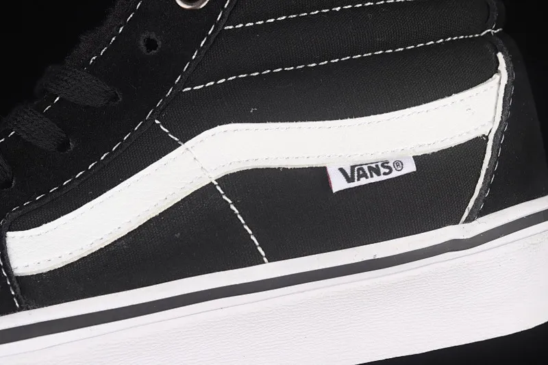 All Categories Vans Vans Series Vans Mid Vans China Velvet Vans Sk8-Mid Pro Vans Black Velvet White Striped Mid-top Casual Sneakers VN0A347UY28